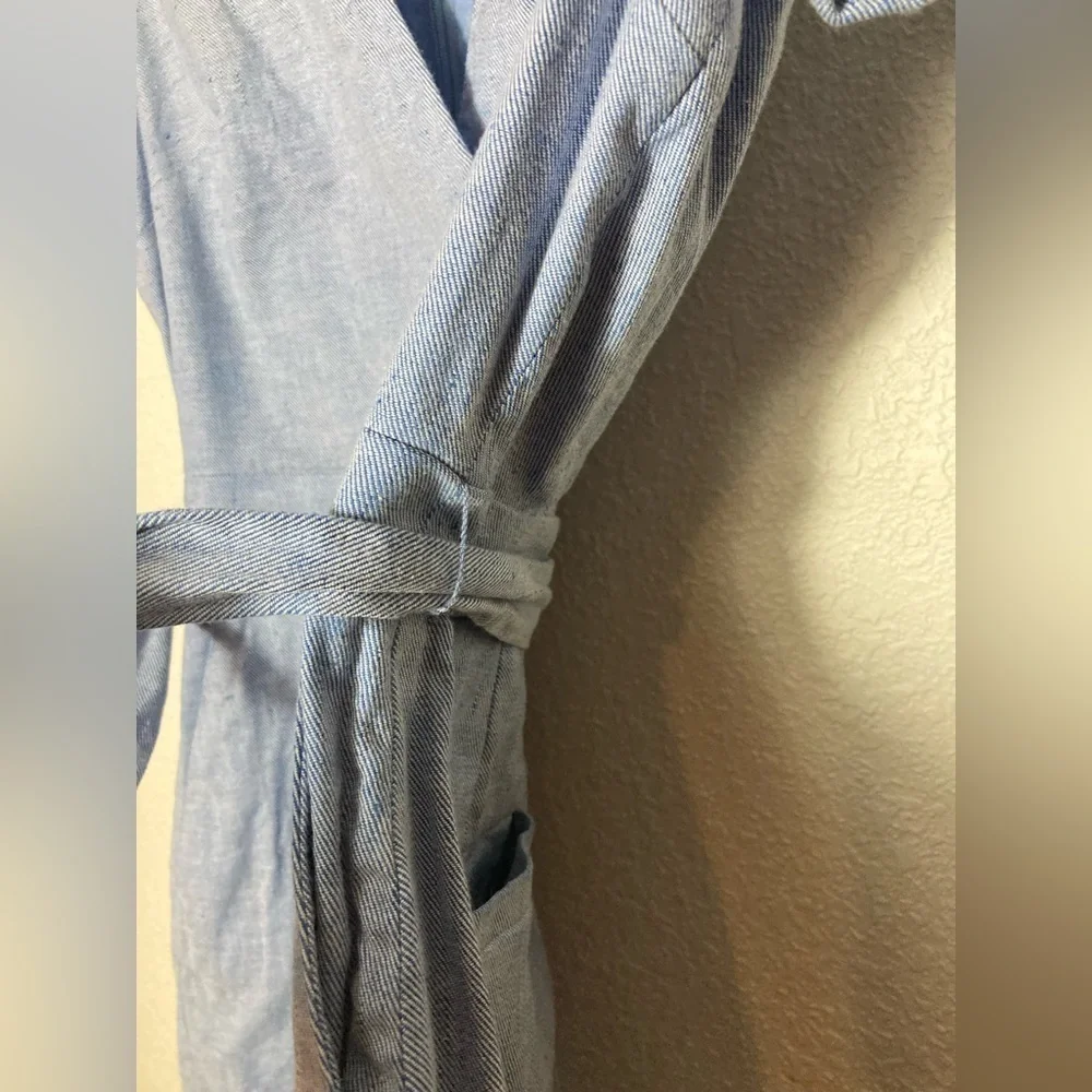 Banana Republic blue linen cotton blend wrap Romper jumpsuit shorts size 0
